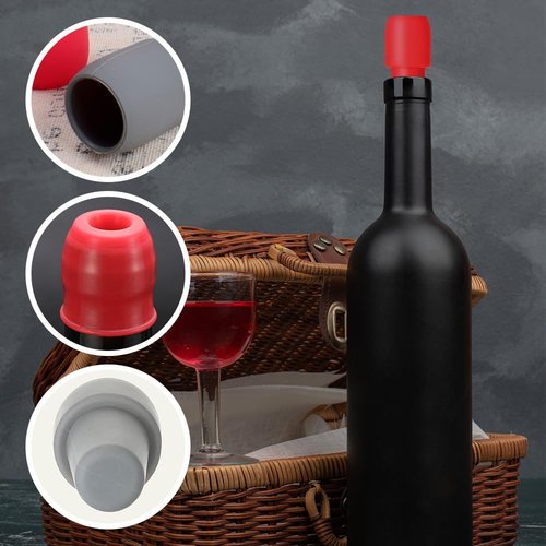 2026 Upgraded Wine Stoppers for Wine Bottles, Reusable Sparkling Wine Bottle Silicone Wine Bottle Stopper, Cover Wine Bottle Caps for Champagne Beer Home Kitchen Bars Use (4)