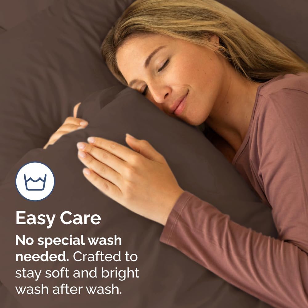 Skiennix Body Pillowcases Set of 2 | Soft, Breathable 20x54 Long Pillow Covers for Side Sleepers - Wrinkle & Fade Resistant, Machine Washable (Brown)