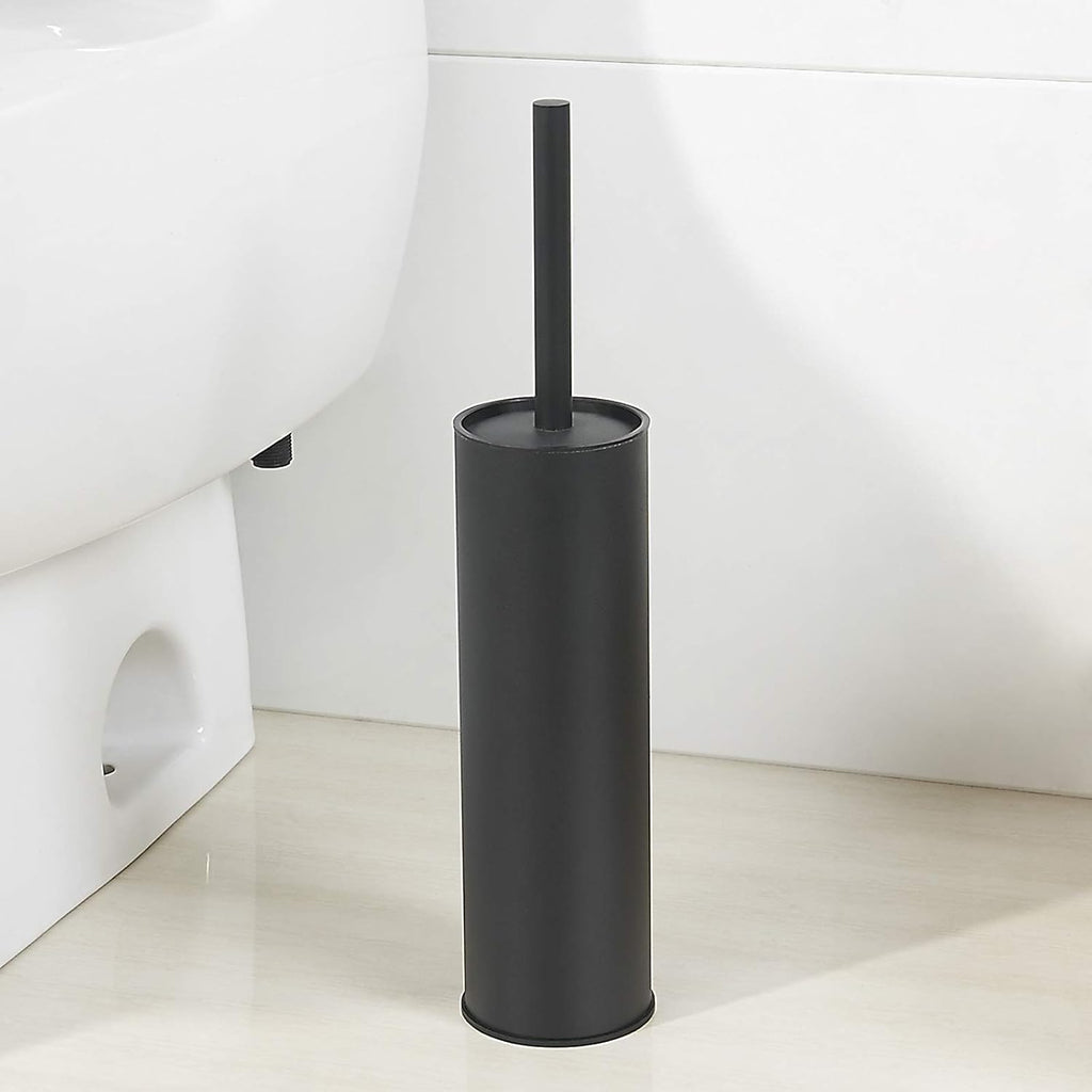 BGL Stainless Steel Toilet Brush - Durable Holder with 2 Black Bristle Heads for Effective Cleaning