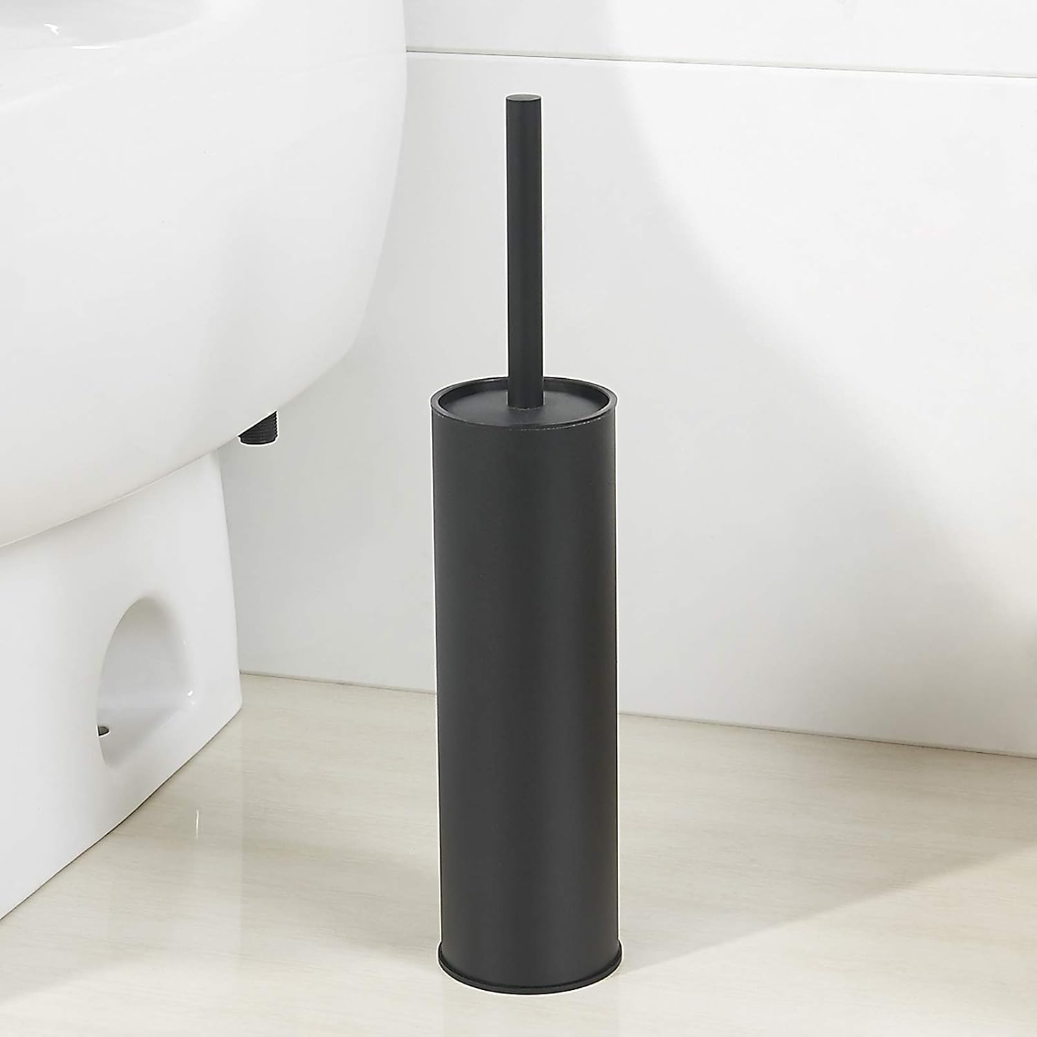 BGL Stainless Steel Toilet Brush - Durable Holder with 2 Black Bristle Heads for Effective Cleaning