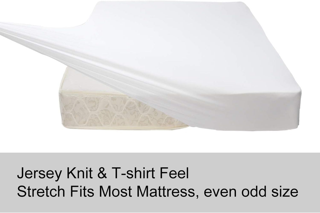 Soft Stretch Queen Size Fitted Sheet - Cozy Jersey Knit with 4-Way Stretch | Deep Fit 5"-16" - White