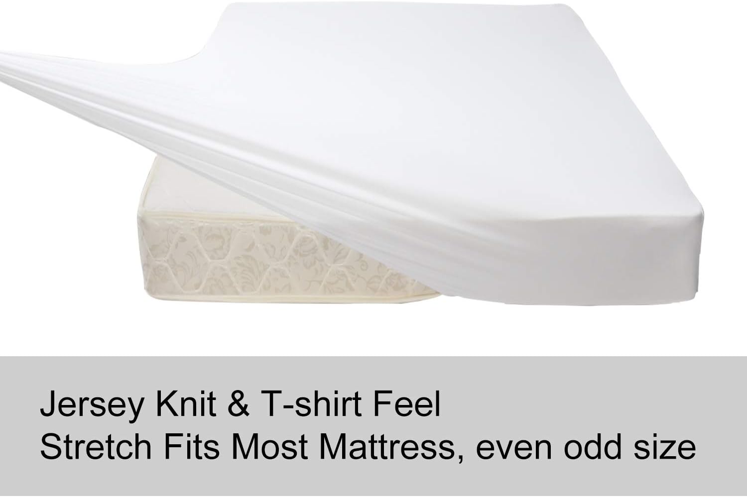 Soft Stretch Queen Size Fitted Sheet - Cozy Jersey Knit with 4-Way Stretch | Deep Fit 5"-16" - White