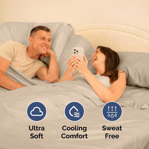 Flex Top Split Head King Sheet Set - Ultra-Soft, Breathable & Cooling Luxury Bedding - Deep Pockets, Oeko-Tex - Wheat
