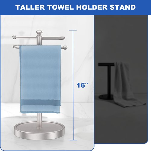 Hand Towel Holder, 304 Stainless Steel Heavy Duty S Shape Hand Towel Stand Free Standing Towel Bar for Bathroom Kitchen Countertop