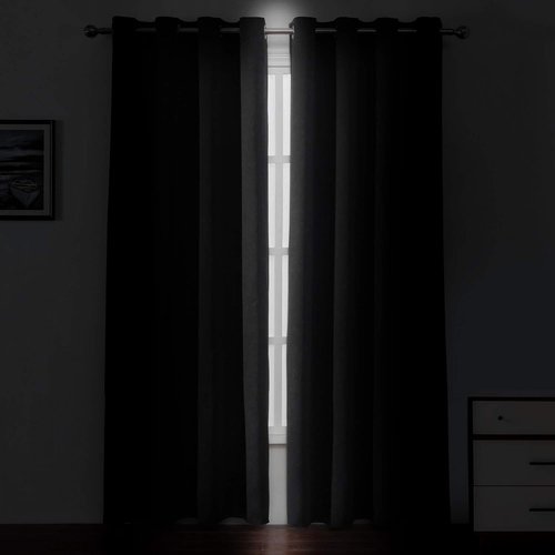 LEMOMO Blackout Curtains - Thermal Insulated Room Darkening Set of 2 Panels | 52 x 84 Inches - Black
