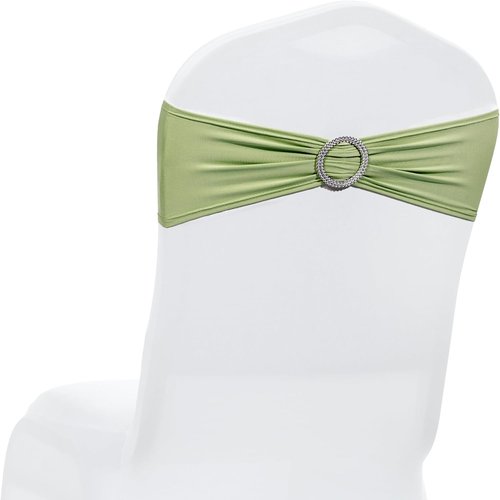 MDS Spandex Chair Sashes - Universal Fit Elastic Stretch Bands with Buckle for Weddings | Sage Green, Pack of 250