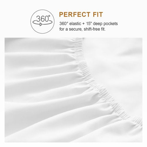 Warmstar 100% Cotton Queen Sheet Set,600 Thread Count Cotton Bed Sheets Sateen Soft Cotton Queen Size Sheet Set Deep Pocket, 4 Pc Bed Sheet Set -1 Flat Sheet, 1 Fitted Sheet,2 Pillowcases,White