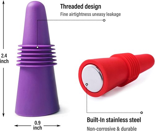 12PCS Wine Stoppers Beverage Bottle Sealer Soft Silicone Wine Bottle Stoppers Corks with Grip Top for Keeping Wine Champagne Fresh