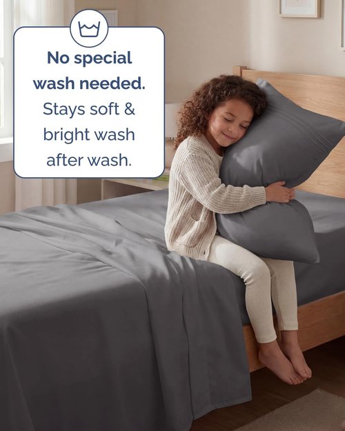 Comfy Twin Size 3 Piece Sheet Set by [Brand Name] - Breathable & Cooling Luxury Bedding - Deep Pockets, Ultra-Soft, Wrinkle-Free - Dark Grey