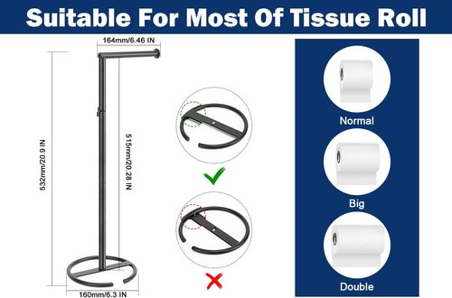 NearMoon Toilet Paper Holder Stand - Modern Rustproof Tissue Roll Holder for Bathroom & Kitchen (Matte Black)