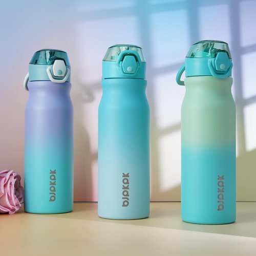 BJPKPK Stainless Steel Insulated Water Bottle - 25oz Reusable Thermal Flask with Straw Lid | Mint Color