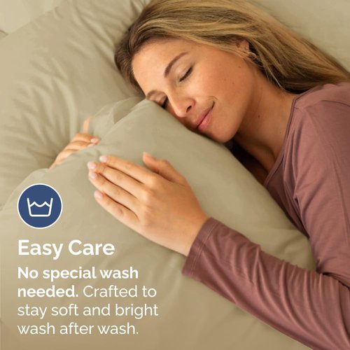 King Pillow Cases by [Brand Name] - Ultra Soft Hotel Quality Covers | Wrinkle-Free, Stain Resistant - 2 Piece Set in Beige