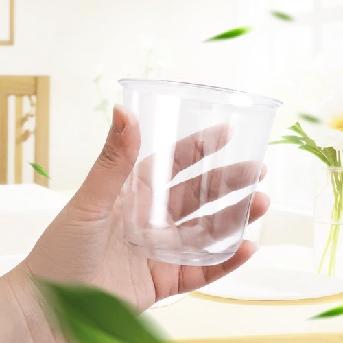 RMERVE Disposable Stemless Glasses 12oz Crystal Plastic Cups Disposable Cold Party Drinking Cups Wine Glasses for Meeting Weddings Birthdays Cocktail Christmas Party Supplies (Clear, 100 Pcs)