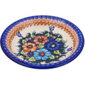 Polmedia Polish Pottery Pasta Bowl 9-inch - Peach Tudor Rose Pattern Handmade in Boleslawiec Poland by Ceramika Bona + Certificate of Authenticity