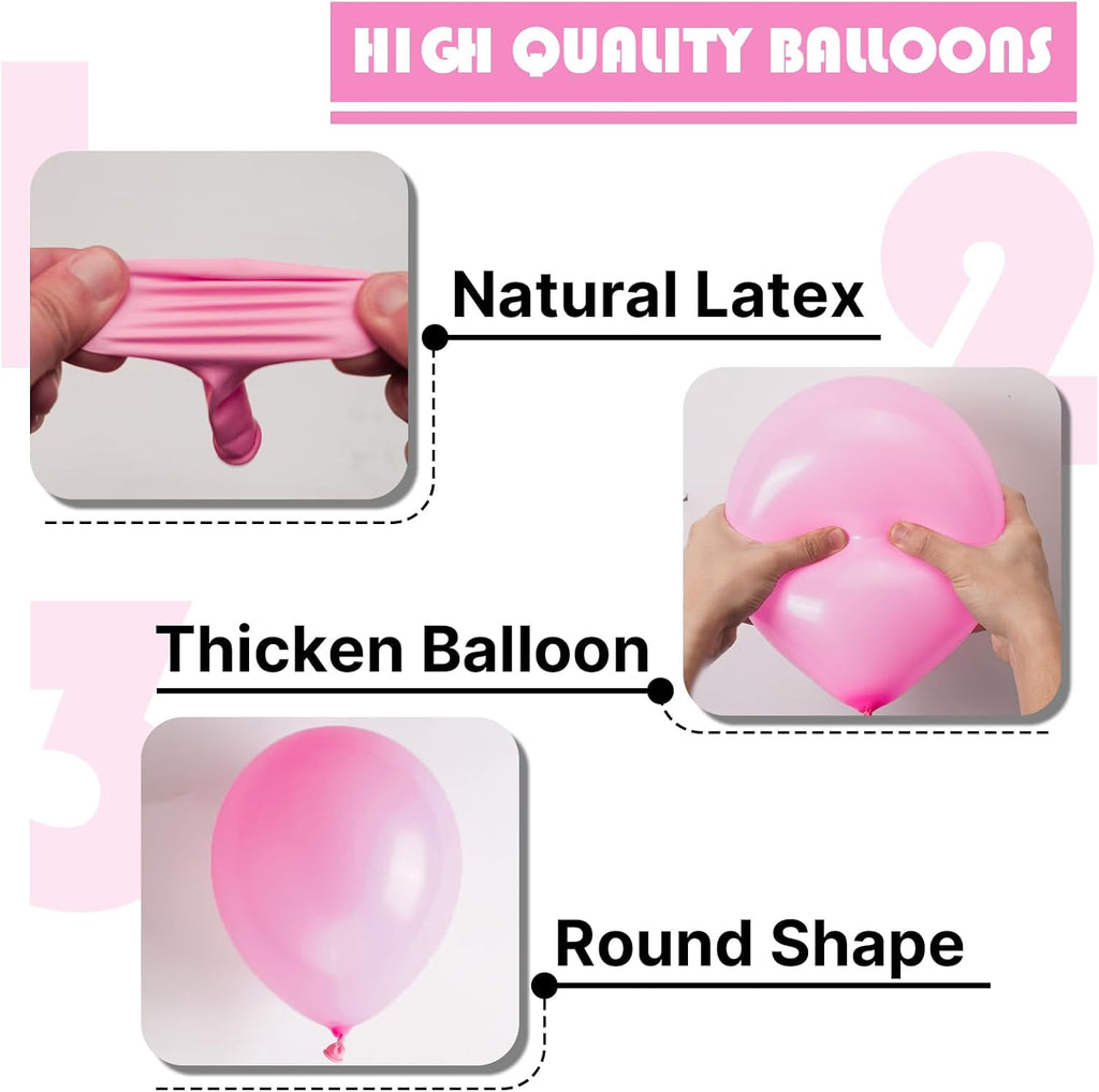 PartyWoo Pink Balloons - 99-Piece Matte Pink Balloon Arch Kit for Baby Showers & Parties | Various Sizes