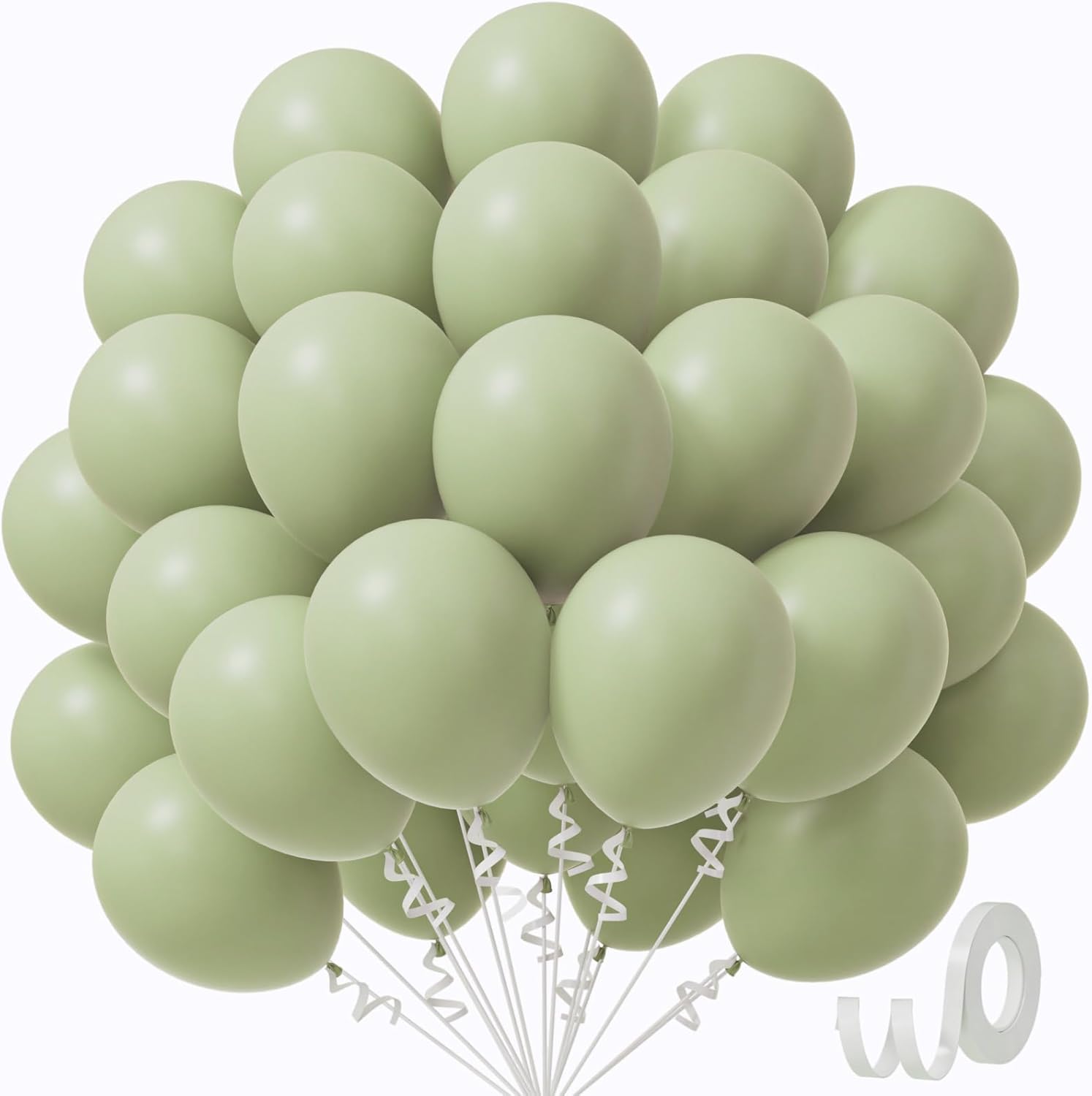 Sage Green Balloons | 12-Inch Dusty Green Party Balloons - 50pcs for Weddings & Celebrations
