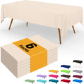 Smiry Disposable Tablecloths - Waterproof 54 x 108 Inch Ivory Rectangle Covers | 6 Pack for Parties