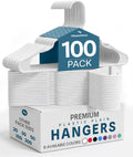 Utopia Home Plastic Hangers 100 Pack - Durable Space-Saving Clothes Hangers - White Closet Organizers