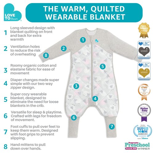 Love To Dream Warm Baby Sleep Suit - Super Soft Temp Regulating Sleeping Sack | 6-12 Mo, Pink, 2.5TOG