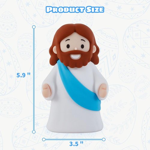 Jesus Night Light Rechargeable Bedside Night Light Dimmable Silicone LED Light Ideal for Religious Gatherings, Gifts for Sunday School, Baptism Presents, Easter Egg Decorations (blue) (Blue)