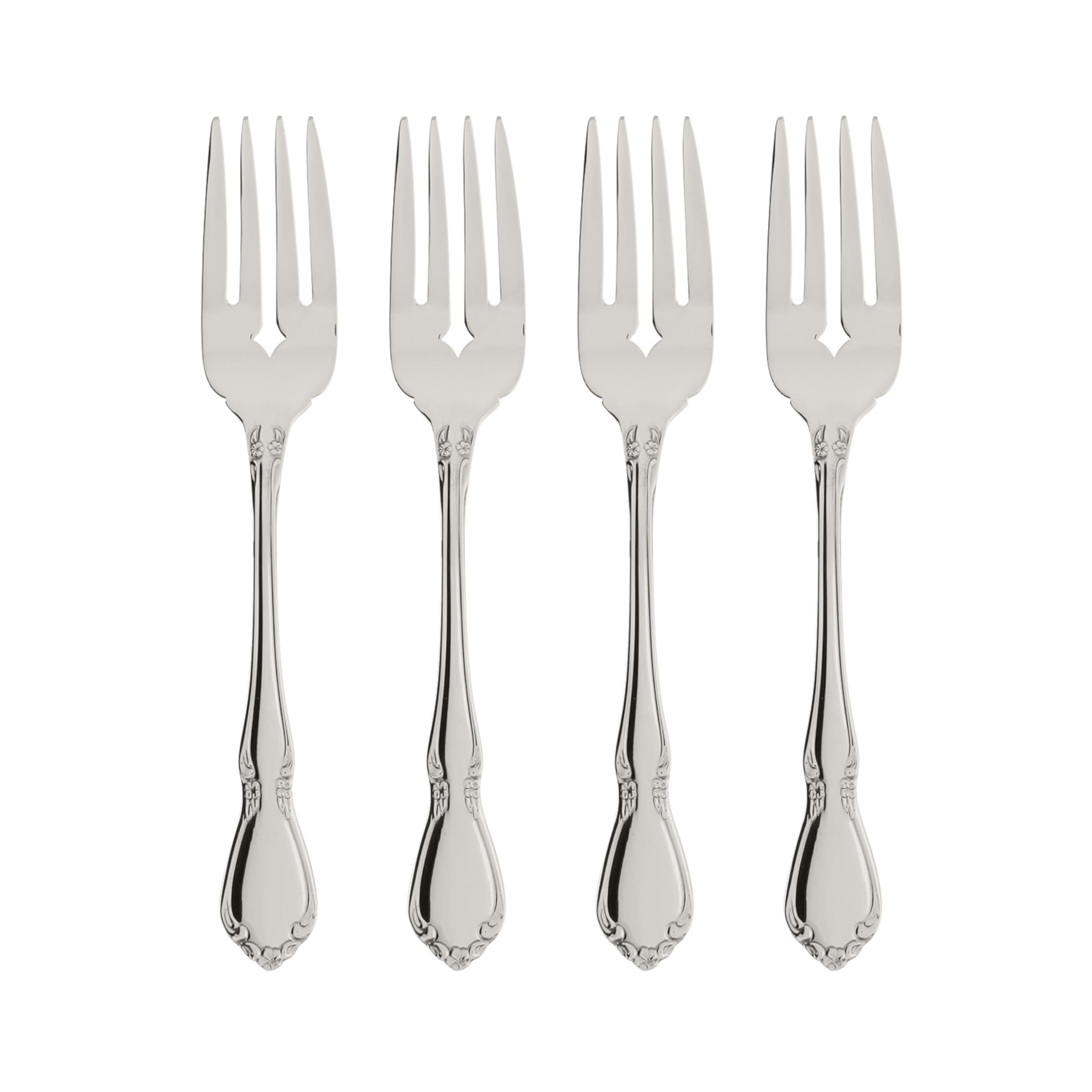 Oneida Silverware Set, Chateau Fine Flatware 4-Piece Salad Forks Set, Service For 4, 18/10 Stainless Steel Forks, Mirror Finish, Dishwasher Safe, Utensils, Metal Salad Fork (Silver, 4 Piece)