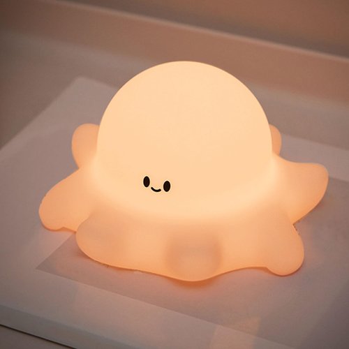 Kibbidea Touch Control Silicone Night Light for Kids, Rechargeable Octopus Nightlight with Timer, Eye Protection, Portable USB Baby Nightl lamp for Nursery, Bedroom