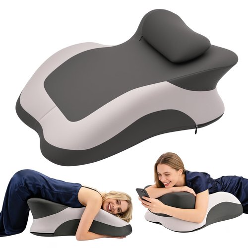 Eppyyo Memory Foam Ergonomic Wedge Pillow, Squat Pillow, Prone Pillow for Sleeping, Reading Pillow for Bed, Ideal for Massage, with Removable Cover, Back Support, Multi-Functional Memory Foam (Grey)