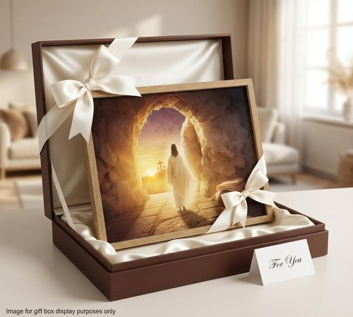KYSNGMT Framed Jesus Resurrection Wall Art - He Is Risen Canvas Print for Home Decor | Religious Gift