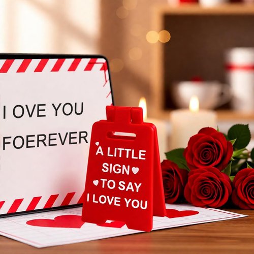 3D Mini Sign Valentine's Decoration Anniversary Present, Romantic Red A Little Sign To Say I Love You Sign Plaque Perfect Gifts for Her Wife Girlfriend Valentines Anniversary Wedding