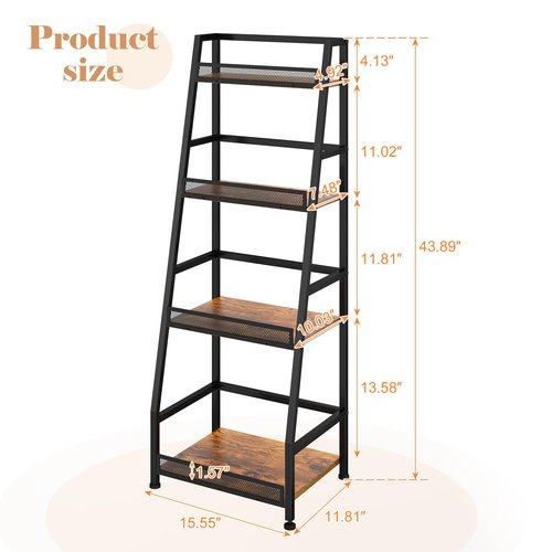 4-Tier Trapezoid Liquor Stand for Home Bar, Stepped Wine Rack Freestanding Floor for Liquor Whiskey Wine, Versatile Corner Wine Bottle Display Stand with Fences, Vintage Brown（Patent Pending）
