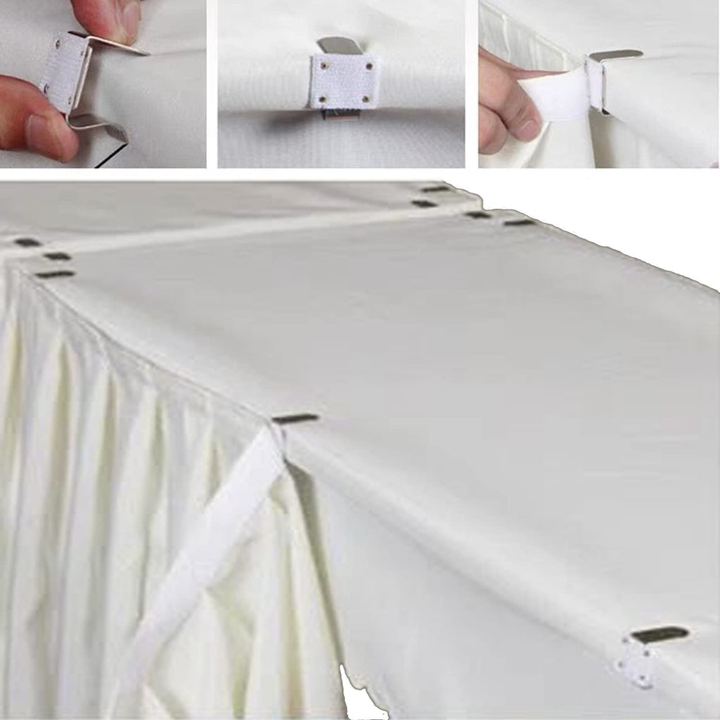 Pooling and Floating Chiffon Table Skirt with extra length, 6FT 9FT 14FT Sheer Tablecloth, Baby Shower, Birthdays Party, Main Cake Table Decoration, Wdding Table Skirt (White, 14FT)
