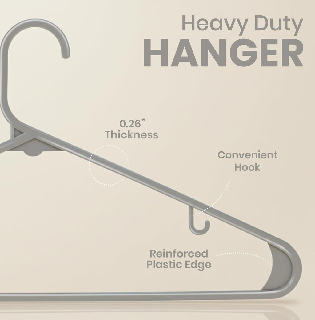 Utopia Home Plastic Hangers 20 Pack - Durable Space-Saving Closet Organizers - Ideal for Shirts, Pants, Skirts & Coats (Grey)