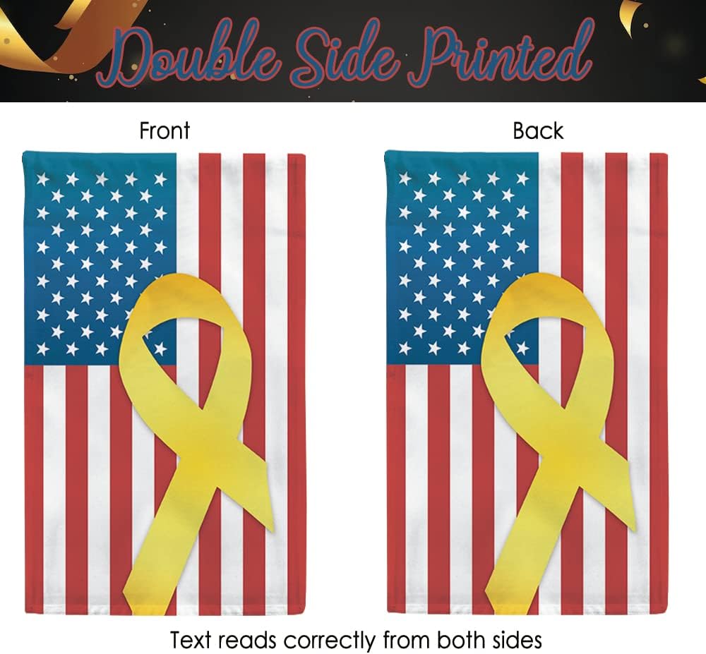 Remember Our Troops Garden Flag - USA Flag with Yellow Ribbon | Double-Sided 12.5x18 Inch Banner