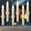 Skiennix 6 Pcs Sensor Window Candles - Flickering LED Battery Lights with Suction Cups for Xmas Decor | White