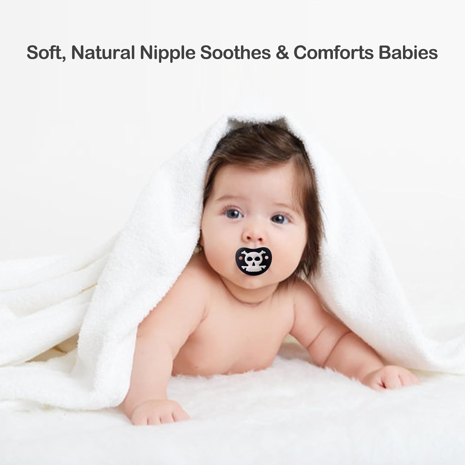 ROBBEAR Baby Pacifier - Cute Mustache & Vampire Skull Design | BPA-Free Silicone for Infants 0-36 Months