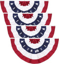 American Pleated Fan Flag - Set of 4 Patriotic Half Fan Bunting for 4th of July & Memorial Day
