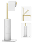Toilet Paper Holder Stand Brushed Gold SUS 304 Stainless Steel Rustproof Free Standing 22 Inch Rotating Bathroom Tissue Roll Holder for 4 Rolls with Marble Base by HOMEMYSTIQUE