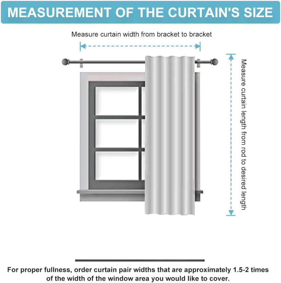 RYB HOME Blackout Curtains - Energy Saving Thermal Insulated Drapes for Small Windows | 42" Wide x 45" Long, Black, 2 Panels