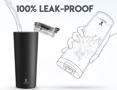 Meoky 24 oz Stainless Steel Travel Coffee Mug - Leak-Proof Lid | Insulated for 8 Hours Hot & 24 Hours Cold (Night)