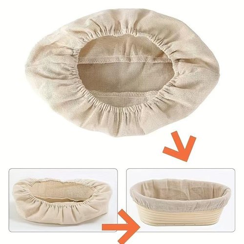 6 Pcs Bread Proofing Basket Cloth Liner, 3 Pcs 10 Inch Oval & 3 Pcs 9 Inch Round Banneton Basket Liner, Natural Rattan Banneton Proofing Cloth for Home Baking
