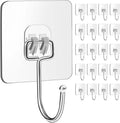 Skiennix Large Adhesive Wall Hooks - Heavy Duty 33lb Max Capacity | Waterproof Transparent Design for Easy Hanging