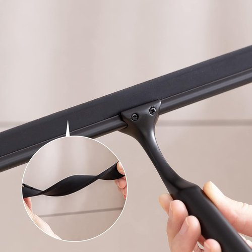 Ettori Shower Squeegee - All-Purpose Stainless Steel for Glass Doors, Windows & Mirrors | 10 Inches, Black