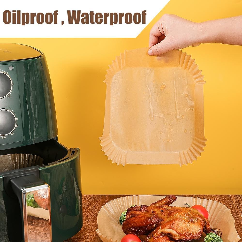 Skiennix 9.5 Inch Disposable Air Fryer Liners - 130 Pcs Non-Stick & Oil-Proof Parchment Paper for 5-8 Qt Fryers