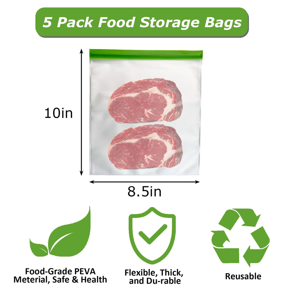 TAINESS Odor Proof Storage Bags Reusable Bear Bags for Food Backpacking No-Odor Zipper Barrier Bags Fit Home Organization, Food Storage,Freezer Safe (5p-8.5x10in)
