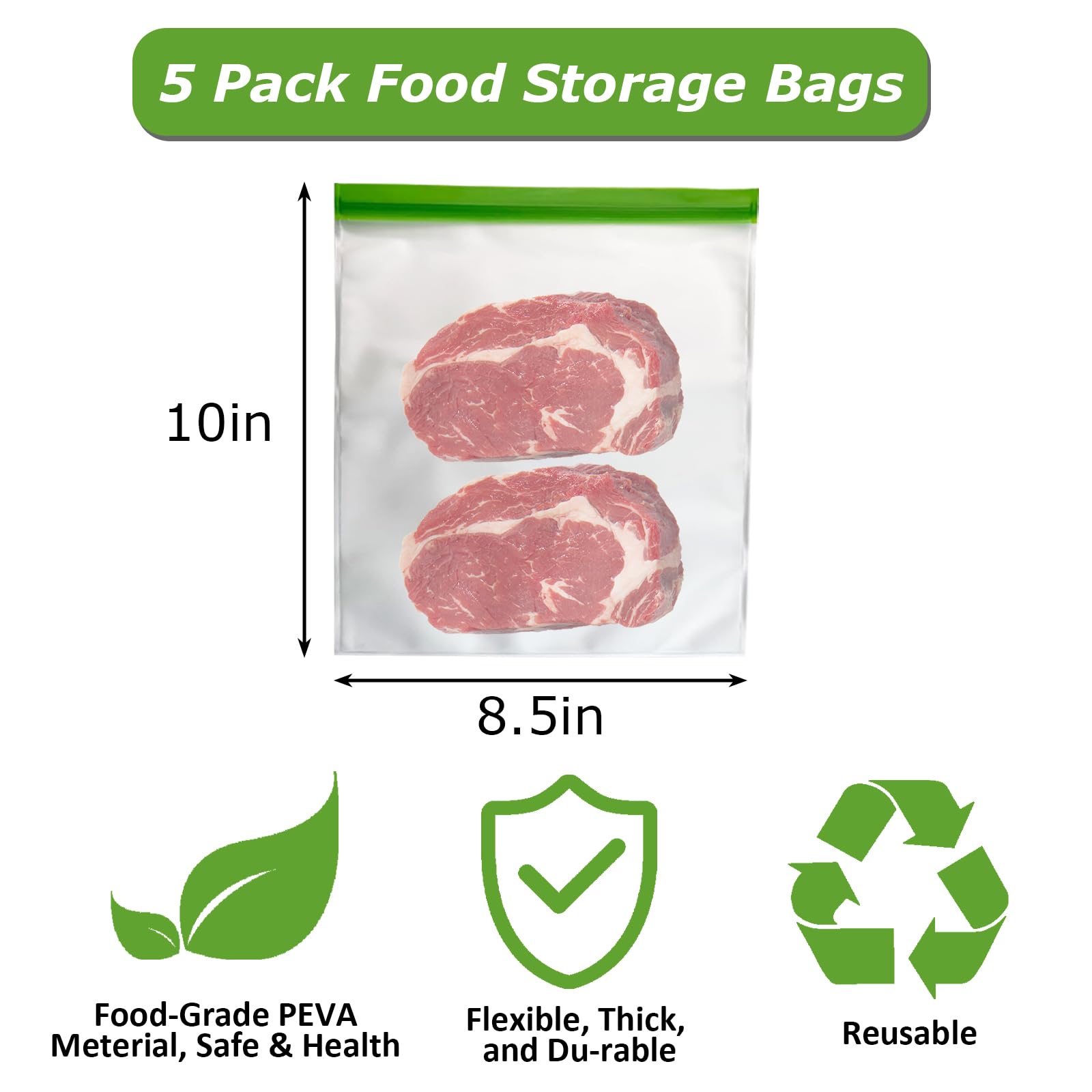 TAINESS Odor Proof Storage Bags Reusable Bear Bags for Food Backpacking No-Odor Zipper Barrier Bags Fit Home Organization, Food Storage,Freezer Safe (5p-8.5x10in)