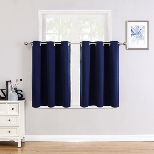 ChrisDowa Small Window Curtains - Grommet Thermal Insulated Room Darkening Panels, Navy Blue (52 x 36 Inch)