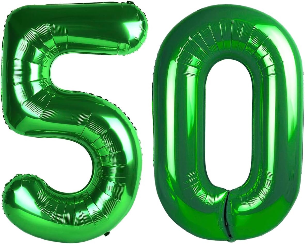50th Birthday Decorations | Skiennix Dark Green 40-Inch Giant Foil Number 50 Balloon