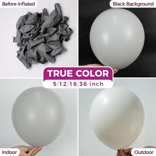 Bezente Gray Latex Party Balloons - 150 Pack 5-Inch Matte Pastel Grey Helium Balloons for Celebrations