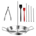Stainless Steel Shawarma Pan for Oven & Grill - Vertical Skewer with Gyro Plate & 5 Spikes (6"-14") in Middle - Al Pastor Rotisserie for Tacos, Chicken, Pork - Gyro Cooking Pan, Roasting Skewer Stand.