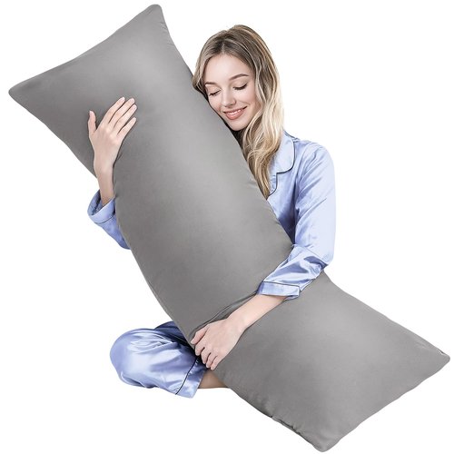 MAGIC ELEPHANT Body Pillow, Memory Foam Body Pillow for Adults, Long Pillow for Bed and Sleeping, Full Long Bed Pillow Insert with Cover (Grey, 20x54 Inch)